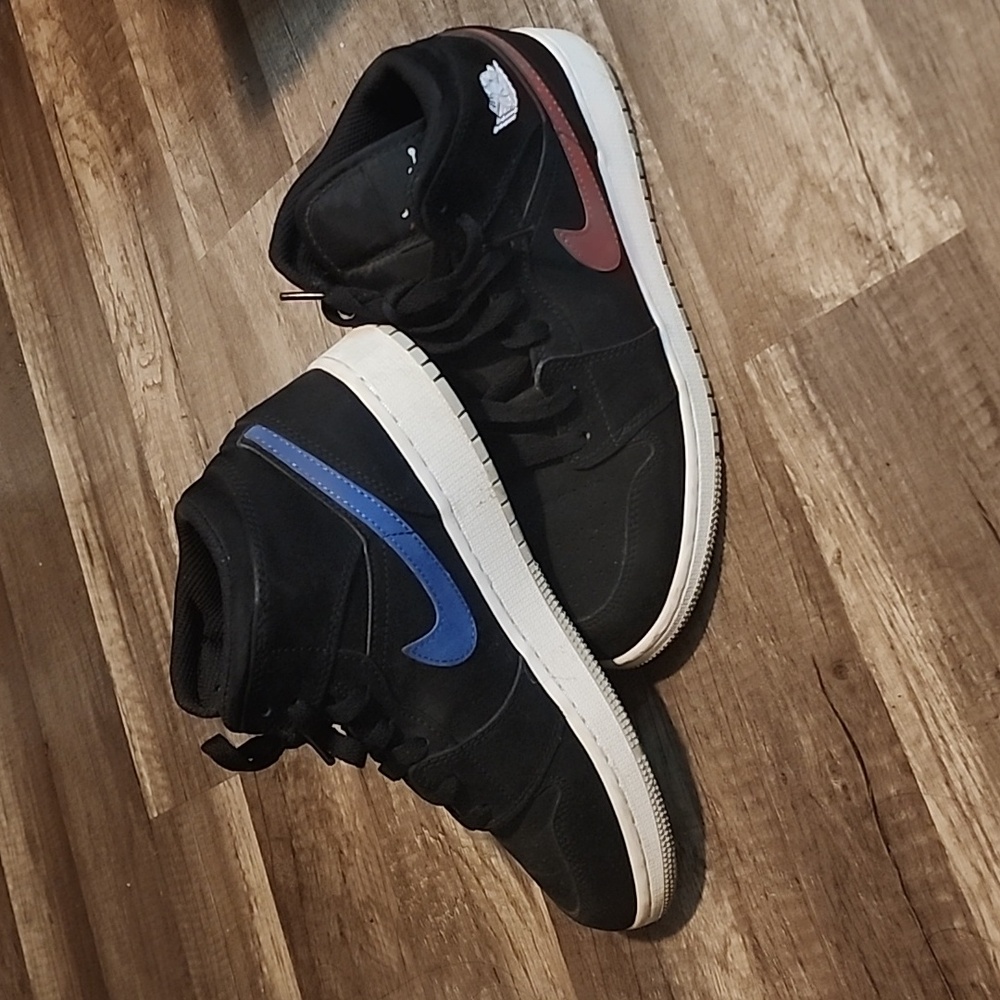 Authentic Jordan 1 Mid multi color swoosh